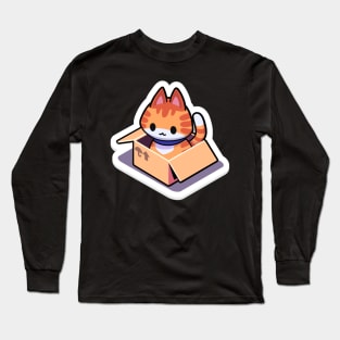 Cute Cat inside a Box Long Sleeve T-Shirt